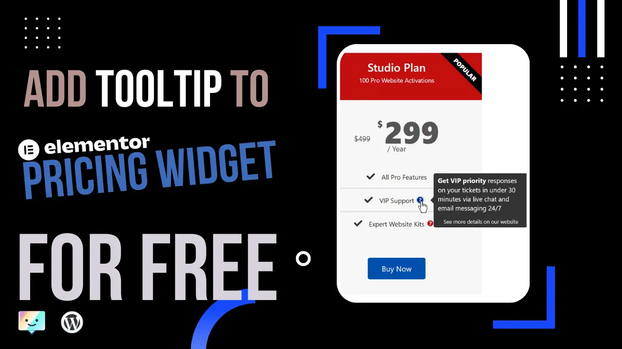 Add a free tooltip to the elementor pricing table