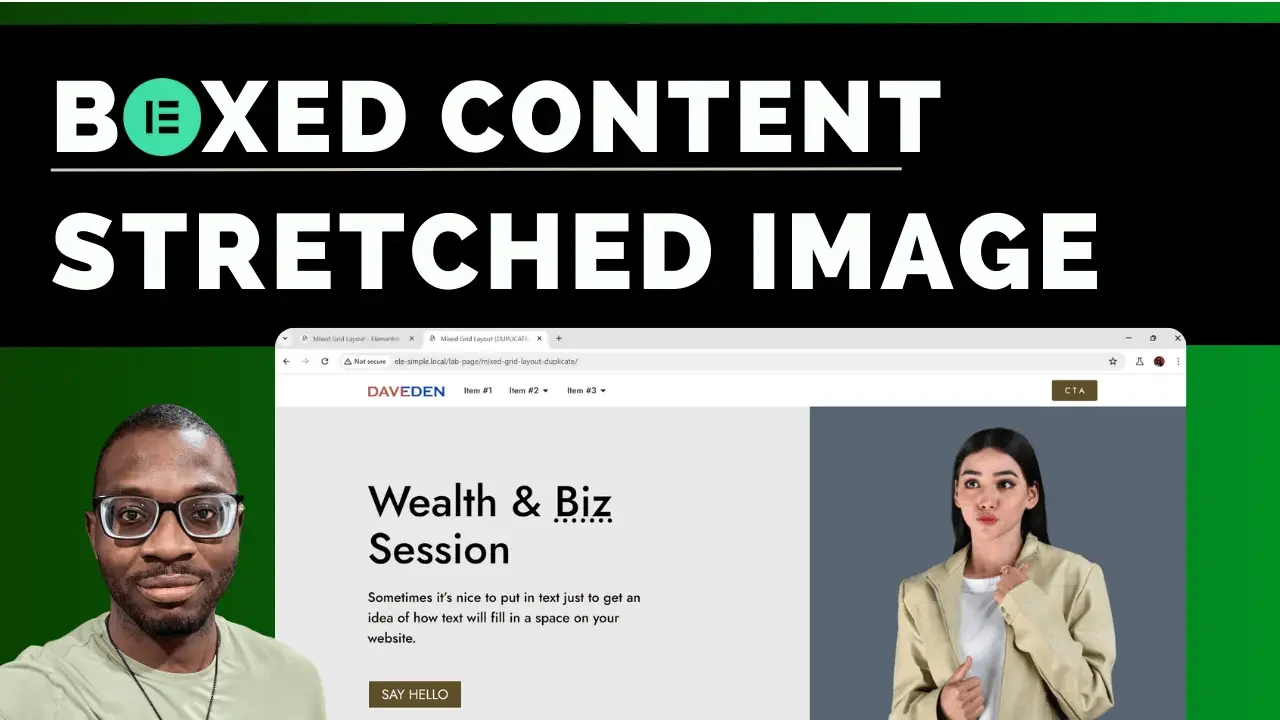 Elementor CSS grid: Create a flexible boxed/stretched two-column layout