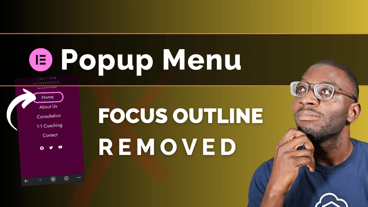 Remove focus outline from Elementor popup menu